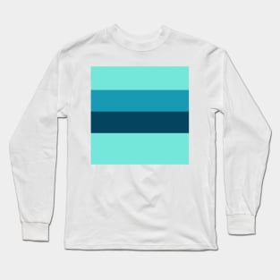 A solitary pattern of Water, Tiffany Blue, Blue-Green and Marine Blue stripes. Long Sleeve T-Shirt